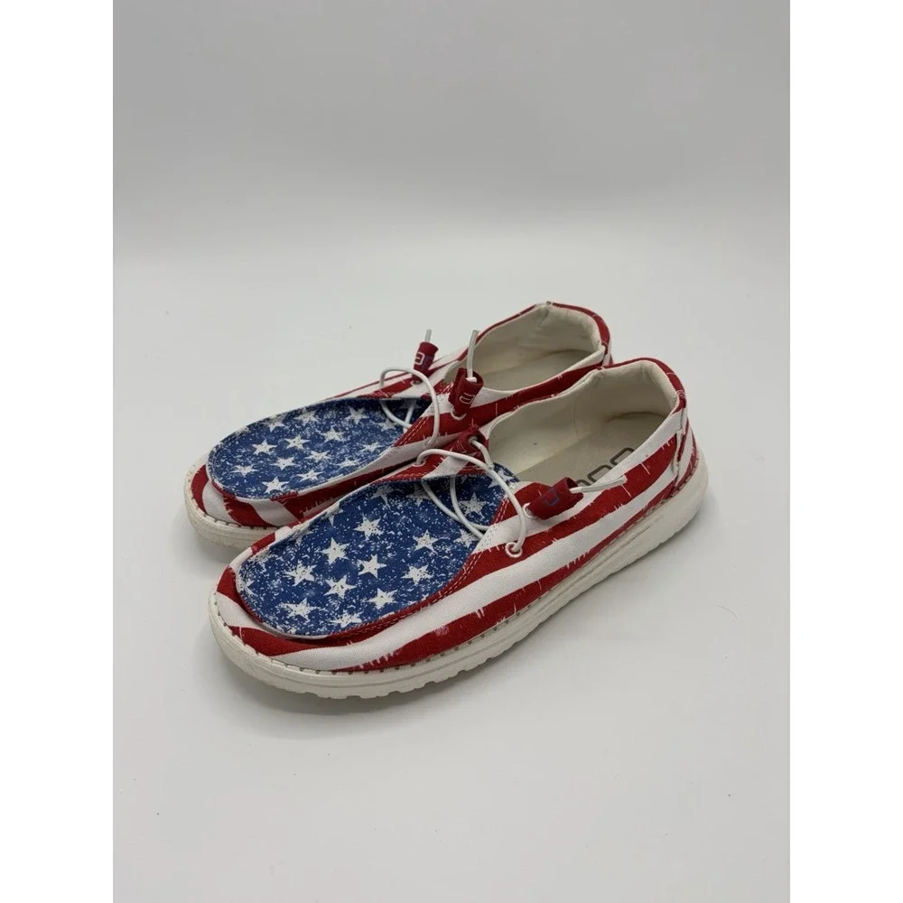 Hey Dude Wendy Star Spangled Women's Size 9 Red White Blue Shoes Patriotic USA